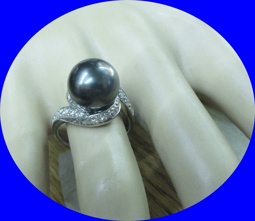 Large tahitian black pearl - black, &